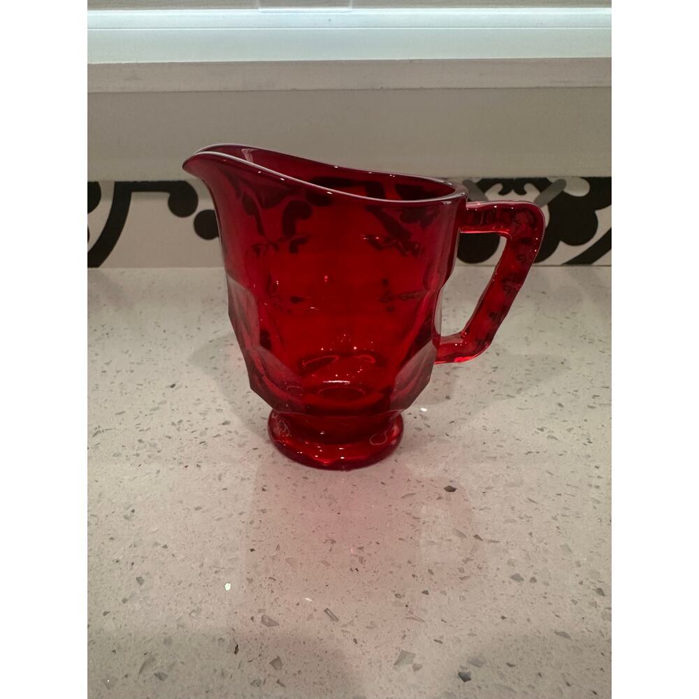 Vintage Viking Glass Georgian Ruby Red Glass Creamer Pitcher